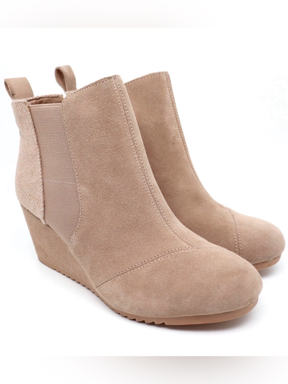 TOMS Bailey Women's Wedge Ankle Boots Suede Warm Taupe